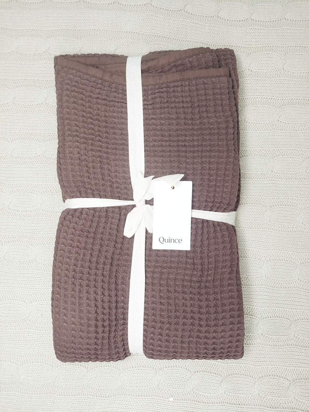 Quince Organic Cotton Chocolate Brown Throw Blanket NWT Luxury Neutral Preppy